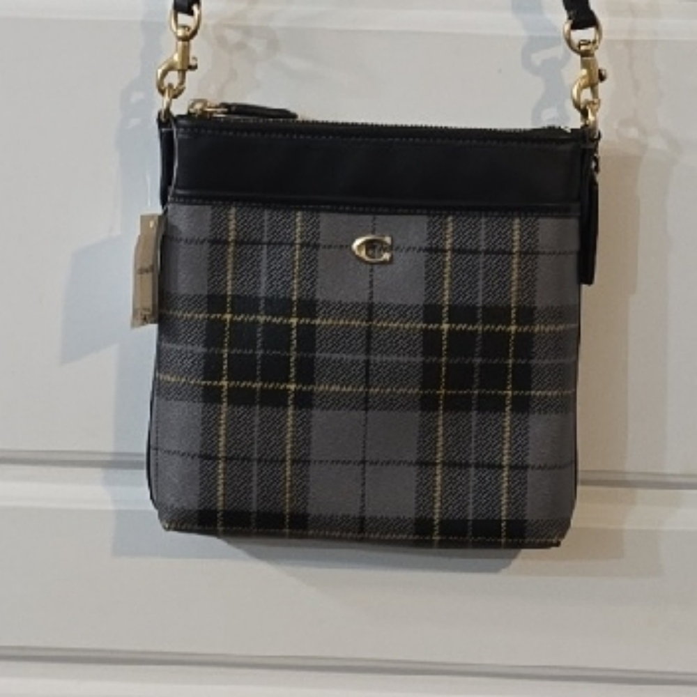 Coach Crossbody Bag - Black and Gray Plaid NWT